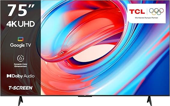 TCL television 75 Inch Smart TV 4K LED HDR 10 UHD Google TV, Dolby Audio, Dynamic Color Enhancement, 2GB RAM+16GB ROM, Metallic Bezel-less Design 75V6B - (2024 Model) on Amazon.ae - Price Tracker