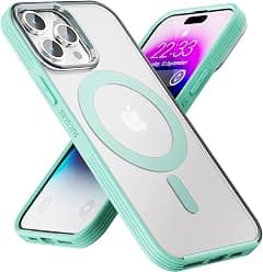 SUCGLES Magnetic Bumper Case for iPhone 14 Pro Case with MagSafe, [Strong Magnet] [12FT Military Grade Protection] Slim Translucent Matte Mag Safe Phone Cover for (Apple 14pro, Frosted Mint Green) - Amazon.ae Price Tracker