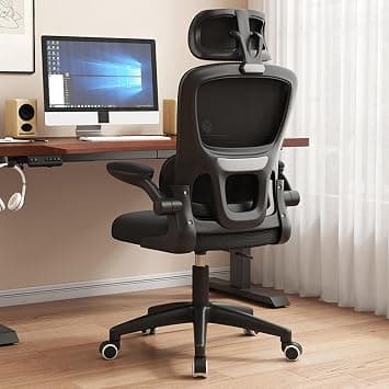 Office Chair Ergonomic Desk Chair, High Back Computer Chair for Long Hours Comfortable, Rolling Swivel Executive Task Chair for Home Office with Flip-up Armrests, Black على Amazon.ae - متتبع الأسعار
