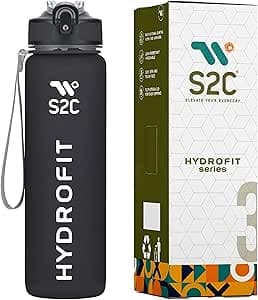 S2C -1L Motivational Water Bottle for Gym & School - Leakproof, BPA-Free, with Time Markers - Perfect for Men, Women, and Kids - Hydration Tracker, Inspirational Quotes, Durable Design (GREY) on Amazon.ae - Price Tracker