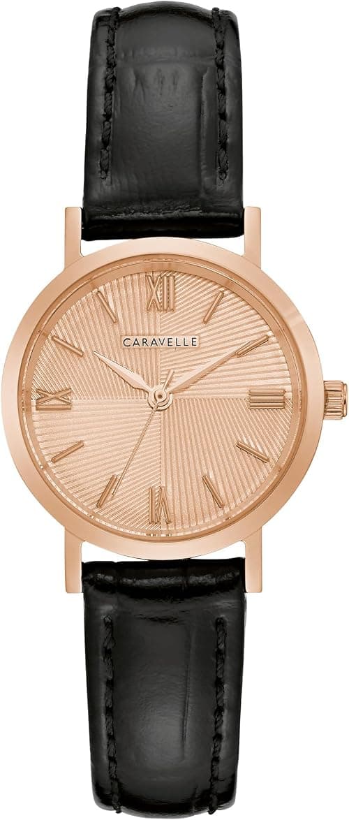 Caravelle by Bulova Ladies' Dress 3 Hand Quartz Leather Strap Watch, Stainless Steel, 28mm على Amazon.ae - متتبع الأسعار