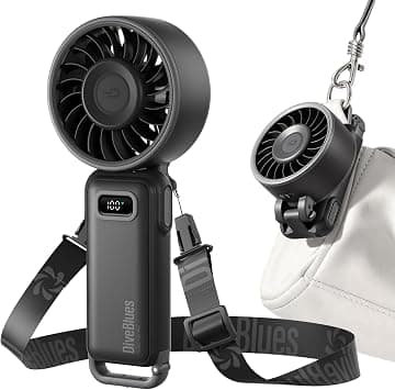 Diveblues Portable Folding Fan with Battery – 100 Adjustable Speeds and Up to 12 Hours of Battery Life – Powerful but Small for Hand, Desk and Neck – Ideal for Travel, Beach and Camping on Amazon.ae - Price Tracker