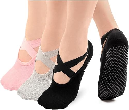 Bevigorio Grip Pilates Socks Straps & Cushion Yoga Socks with Grips for Women Non Slip Grippy Gripper Barre Socks on Amazon.ae - Price Tracker