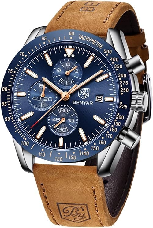 BY BENYAR Watch for Men Silver Stainless Steel Mens Watches 30M Waterproof Analog Quartz Movement Wrist Watch Gifts for Men on Amazon.ae - Price Tracker