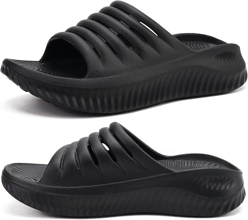 KuaiLu Womens Recovery Sandals With Comfortable Plantar Fasciitis Arch Support, Orthotic Adjustable Thick Cushion Sport Slides Reduces Stress on Feet, Joints & Back Post-Exercise على Amazon.ae - متتبع الأسعار