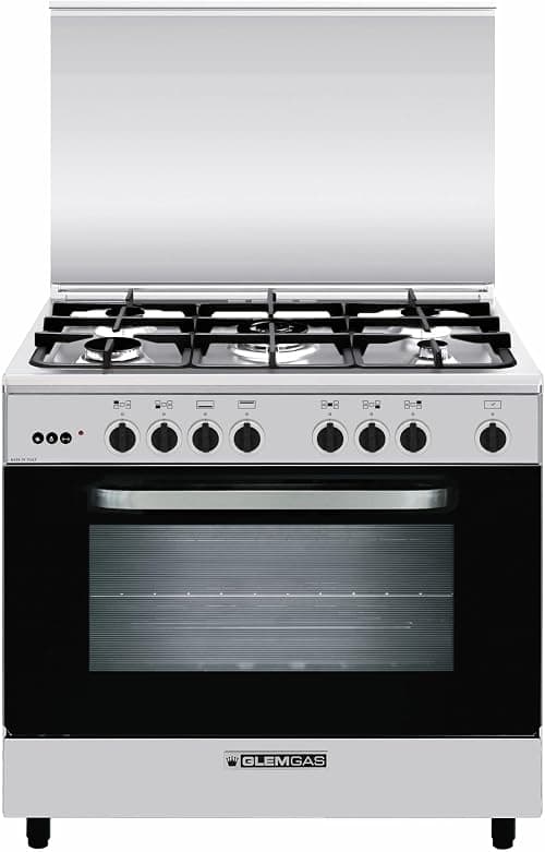 GLEMGAS Freestanding Gas Cooker 90X60 with 5 Burner Full Safety,Cast Iron Pan Support, Maxi Gas Oven103L with FAN, High-Efficiency Sealed Cavity, Easy 2 Clean,Crystal lid MADE IN ITALY - AL9612RI-FSCD on Amazon.ae - Price Tracker