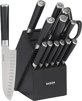 Babish High-Carbon 1.4116 German Steel 15 Piece Full Tang Forged Cutlery Kitchen Knife Block Set - Black on Amazon.ae - Price Tracker