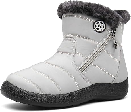 Hsyooes Winter Boots Women's Waterproof Winter Shoes Warm Ankle Boots Winter Snow Depth Lined Short Shaft Boots Non-Slip Slip-On Boots Flat on Amazon.ae - Price Tracker