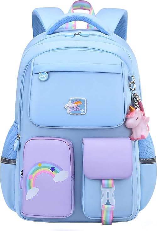 Kids Unicorn Backpack For Girl,Cartoon Large Capacity Elementary Bookbag Lightweight Causal Travel Bag With Lunchbag on Amazon.ae - Price Tracker