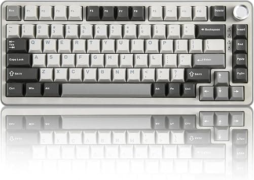 YUNZII B75 PRO Wireless Mechanical Keyboard,75% Creamy Gaming Keyboard Gasket Hot Swap Custom with Knob,Pre-lubed Switches RGB,Bluetooth/Type-C/2.4G (Cocoa Cream V2 Switch,Grey) - Best Deal Finder