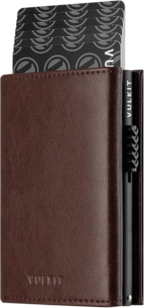 VULKIT Card Holder Wallet with Coin Pocket Magnetic Closure Pop Up Cards With ID Window Leather Wallet for Cash & Credit Cards on Amazon.ae - Price Tracker