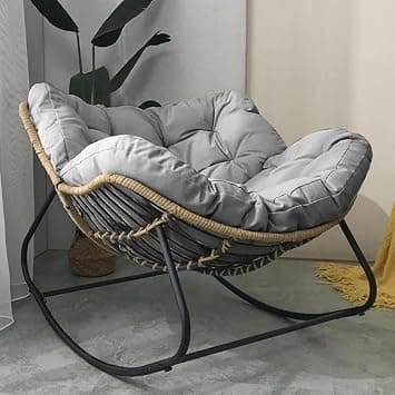 Oversized Outdoor Rocking Chair – Comfy Green Velvet Cushioned Egg Chair with Stainless Steel e & Metal Legs – Stylish Patio Armchair for Relaxation على Amazon.ae - متتبع الأسعار