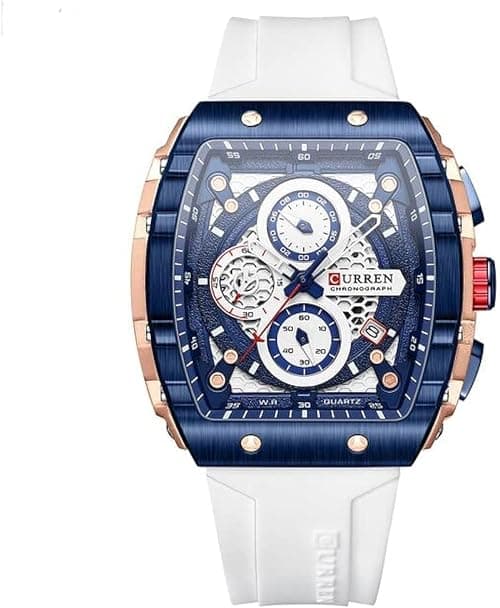 CURREN Men's waterproof chronograph watch with silicone strap, 8442 (WHITE) on Amazon.ae - Price Tracker