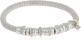 NINE WEST Women's Silvertone and Crystal Bracelet Rondel Stretch, One Size, Rhinestone Silver - Best Deal Finder