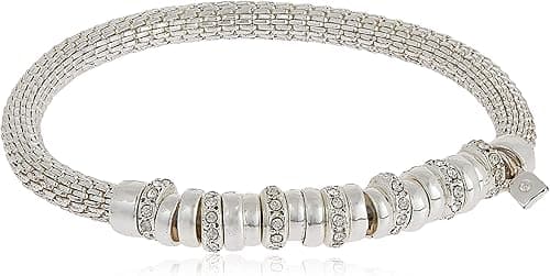 NINE WEST Women's Silvertone and Crystal Bracelet Rondel Stretch, One Size, Rhinestone Silver on Amazon.ae - Price Tracker
