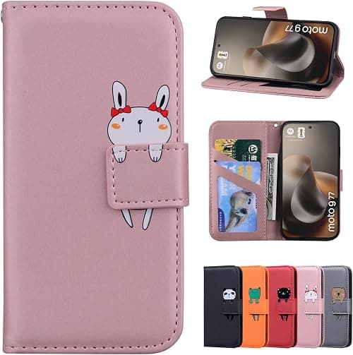 Case for Motorola Moto G77/G67 5G Case Pouch Magnetic Closure Leather Wallet Case Protective Cover for Motorola Moto G77/G67 5G Pink Rabbit على Amazon.ae - متتبع الأسعار