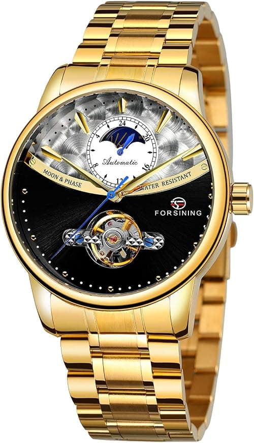 Forsining Automatic Watch for Men – Skeleton Tourbillon, Moon Phase Display, Waterproof, Stainless Steel Band, Luxury Mechanical Timepiece on Amazon.ae - Price Tracker