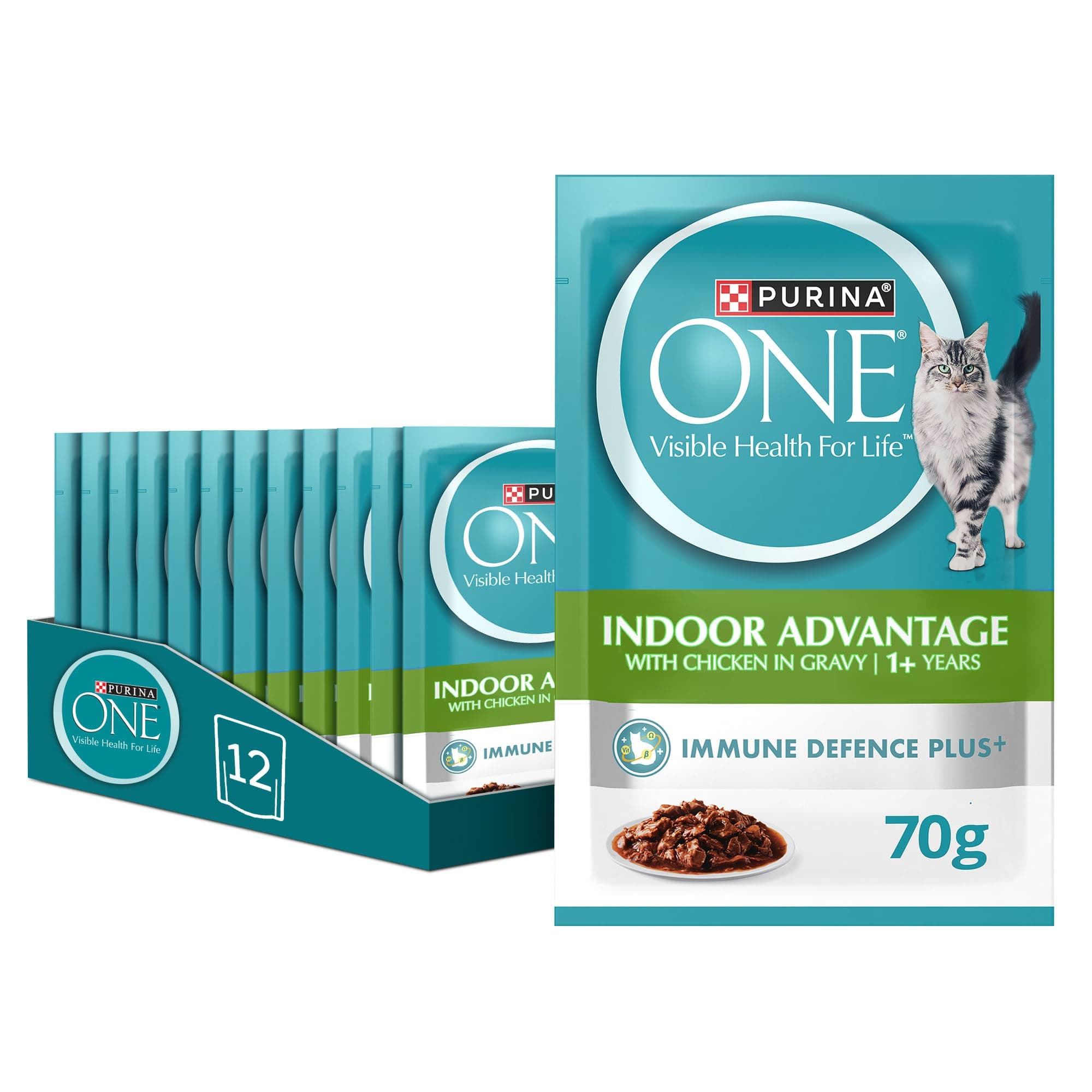 PURINA ONE Wet Cat Indoor Advantage with Chicken 70g Pack of 12 on Amazon.ae - Price Tracker