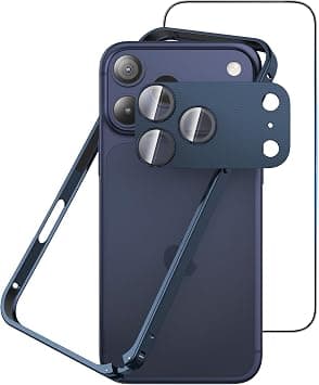 Metal Bumper Case for iPhone 17 Pro Max, Aluminum Frame Slim Case [Separate Metal Lens Protector] [HD Tempered Glass Screen Protector] [Hippocampal Buckle Design] Cover for iPhone 17 Pro Max 6.9 Inch on Amazon.ae - Price Tracker