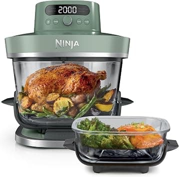 Ninja CRISPi PRO XL Glass Air Fryer, 5 Pre-Set Cooking Functions, Includes 5.7 L and 2.3 L Glass CleanCrisp Cooking Dishes and Storage Lids, Moss Green AS090EUGN - Amazon.sa Price Tracker