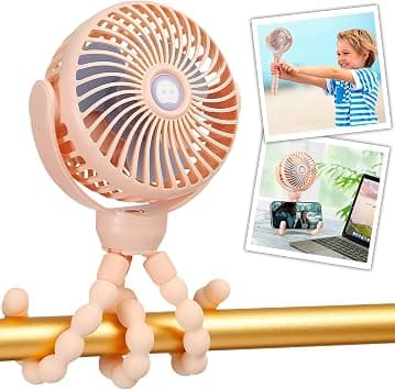 snawowo Mini Portable Baby Stroller Fan, Battery Operated Clip on Fan, Rechargeable 360° Rotate Flexible Tripod Handheld Cooling for Car Seat Crib Treadmill Travel(Pink) على Amazon.ae - متتبع الأسعار