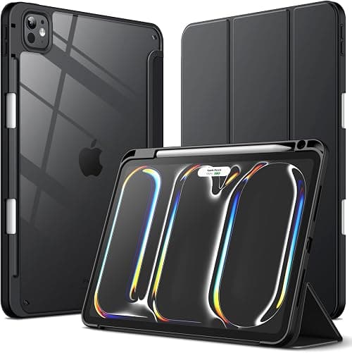 JETech Case for iPad Pro 11" M5/M4, Black | Cover for 2025/2024 Model, Clear Transparent Back, Pencil Holder, Slim Shockproof Protection, Tri-Fold Stand, Auto Wake/Sleep على Amazon.ae - متتبع الأسعار
