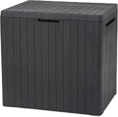 Keter City 113L Outdoor 96% recycled Small Balcony Garden Furniture Storage Box Grey Wood Panel Effect | Fade Free | All Weather Resistant | Safe and Secure | Zero Maintenance | 2 year Warranty - متتبع أسعار Amazon.sa