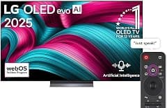 LG OLED65C56LA 65 inch LG OLED evo AI C5 4K VRR 144Hz 0.1ms Pixel Response Time, AMD FreeSync Premium Smart TV Ultra Slim Design AI Magic remote webOS25 Dolby Vision / HDR10 / HLG/Dolby Atmos [2025] - Amazon.sa Price Tracker