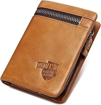 OVERS KAVI'S Bi-Fold Leather Wallet,Men's Genuine Leather with RFID Blocking Cardholder Wallet,Money Bag for Men (BROWN) on Amazon.ae - Price Tracker