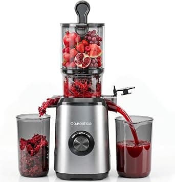 DOMESTICA Dripdrop Masticating Slow Juicer Machine for Whole Fruits Juice Extractor, Cold Press Juicer For Home With 108mm Wide Feed Chute, Large Auger & Triple Strainers (Black) على Amazon.ae - متتبع الأسعار
