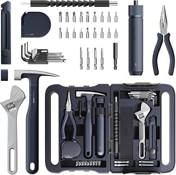 Hoto 40-Piece Tool Kit, Household Essentials Set W/Smart Electric Screwdriver (Led, 3 Torque) + 14 Tools & 26 Accessories | Pro-Grade Compact Organizer For Home, Dorm Repairs, Diy على Amazon.ae - متتبع الأسعار