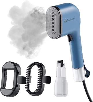 Braun QuickStyle 3 Pro Garment Steamer, Quick Heat-Up, Smart iCare Technology, Handheld Garment Steamer, Vertical Ironing, Capacity 70ml + 120ml, 1100 Watts - GS 3024 BL - Blue على Amazon.ae - متتبع الأسعار