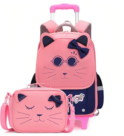 Cat Face Rolling Backpack for Girls Cute School Bag Backpack with Wheels on Amazon.ae - Price Tracker
