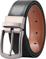 AWAYTR Men Reversible Leather Belt - 1.33'' Wide Genuine Leather Dress Belt for Casual and Business Wear - Best Deal Finder
