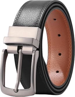 AWAYTR Men Reversible Leather Belt - 1.33'' Wide Genuine Leather Dress Belt for Casual and Business Wear - Best Deal Finder