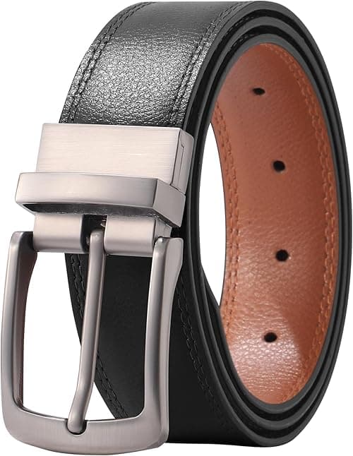 AWAYTR Men Reversible Leather Belt - 1.33'' Wide Genuine Leather Dress Belt for Casual and Business Wear on Amazon.ae - Price Tracker