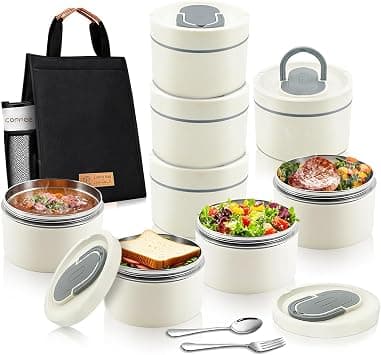 Stainless Steel Lunch Box: 4 * 550ml Microwave-Safe Round Bento Box - 304 Stackable Insulated Leakproof, with Thermal Bag& Cutlery - for Adults Students Office School Picnic Camping on Amazon.ae - Price Tracker