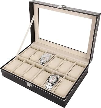 Other 12 Grid Leather Watch Display Case Jewelry Collection Storage Organizer Box Holder on Amazon.ae - Price Tracker