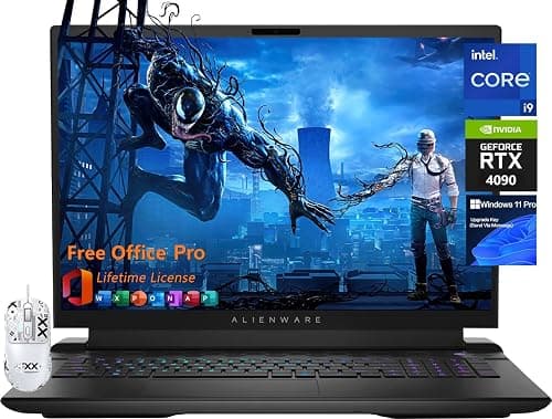 Dell Alienware M18 R2 Gaming Laptop, 18" QHD+(2560 x 1600) 165Hz, Intel 24-Core i9 14900HX, GeForce RTX 4090, 64 GB DDR5, 8 TB SSD, FHD Camera, Backlit Keyboard, Office 2019, Win11 Pro, Patented Mouse على Amazon.ae - متتبع الأسعار
