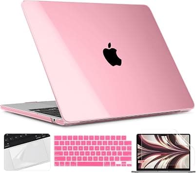 TWOLSKOO Compatible with MacBook Air 13 inch Case M5 2026 M4 2025 M3 M2 2024-2022 A3449 A3240 A3113 A2681, Plastic Hard Shell & Keyboard Cover & Screen Film for MacBook Air 13.6 inch, Crystal Pink on Amazon.ae - Price Tracker