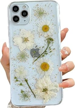 LSEEKA for iPhone 11 Pro Clear Case with Pressed Real Flowers Design,Glitter Cute White Floral Pattern Slim Soft TPU Protective Women Girl's Phone Cover for iPhone 11 Pro - Amazon.ae Price Tracker