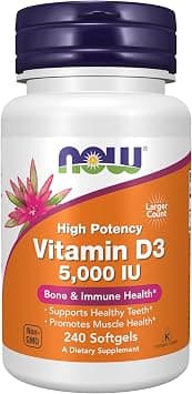 NOW Supplements, Vitamin D-3 5,000 IU, High Potency, Structural Support*, 240 Softgels - Best Deal Finder