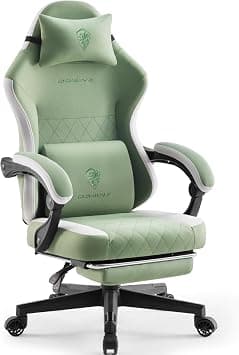 Dowinx Fabric Gaming Chair with Pocket Spring Cushion Footrest Lumbar Support for Adults Teens, Big and Tall Heavy Duty Comfortable Ergonomic Massage Office Computer Video Chair, Black Green - Amazon.ae Price Tracker