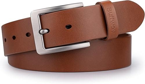 Buffway Men’s Full Grain Leather Belt – Solid One-Piece Leather, 1.5” Wide for Jeans & Business Casual, Gift Box Included on Amazon.ae - Price Tracker