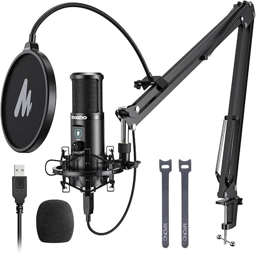 Maonocaster AU-PM421 USB Microphone Kit With One-Touch Mute And Mic Gain Knob, Professional Cardioid Condenser Podcast For Livestreaming, Gaming, Broadcasting - Black on Amazon.ae - Price Tracker