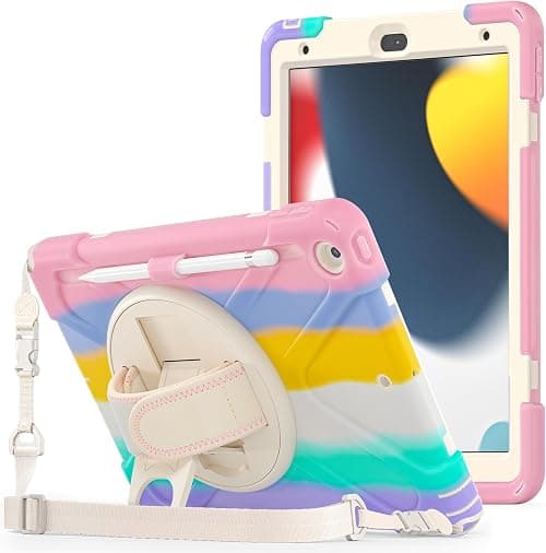 ProCase Rugged Case for iPad 9th/ 8th/ 7th Generation 10.2" (2021/2020/2019), Heavy Duty Shockproof Protective Cover with Strap for iPad 9/8/7 -Colorfulpink on Amazon.ae - Price Tracker