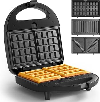 CROWNFUL 3 in 1 Sandwich Maker, Waffle Maker & Grill, 750W Electric Panini Press with Removable Non-Stick Plates, Compact Breakfast Machine for Sandwiches, Waffles, Burgers & Steak على Amazon.ae - متتبع الأسعار