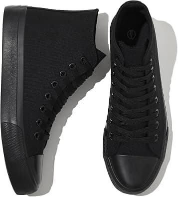 kufeiti Women's High Top Canvas Sneakers Canvas Shoes Lace up White Black Sneakers Casual Walking Shoes, Wf على Amazon.ae - متتبع الأسعار
