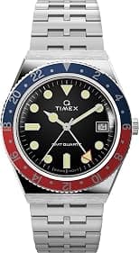 Timex Men's Q 38mm Watch, Silver-Tone/Red - دليلك لأفضل العروض