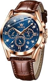 OLEVS Men's Casual Fashion Waterproof Gold Stainless Steel Band Quartz Gold Watches Gifts for Men - Best Deal Finder